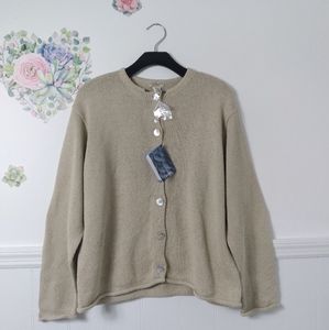 L.L Bean cream silk blend cardigan sweater NWT